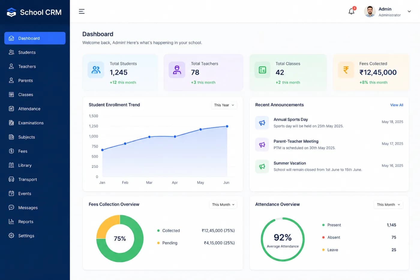 School ERP Management System screenshot